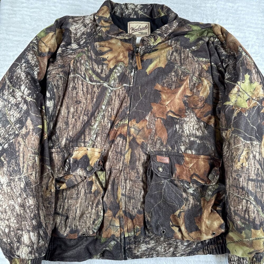 Vintage Woolrich Outdoor Guide Mossy Oak Break Up Camo Bomber Jacket Men's XL